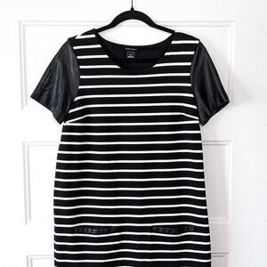 CLUB MONACO Striped Ponte Knit T-Shirt Dress Sz 8